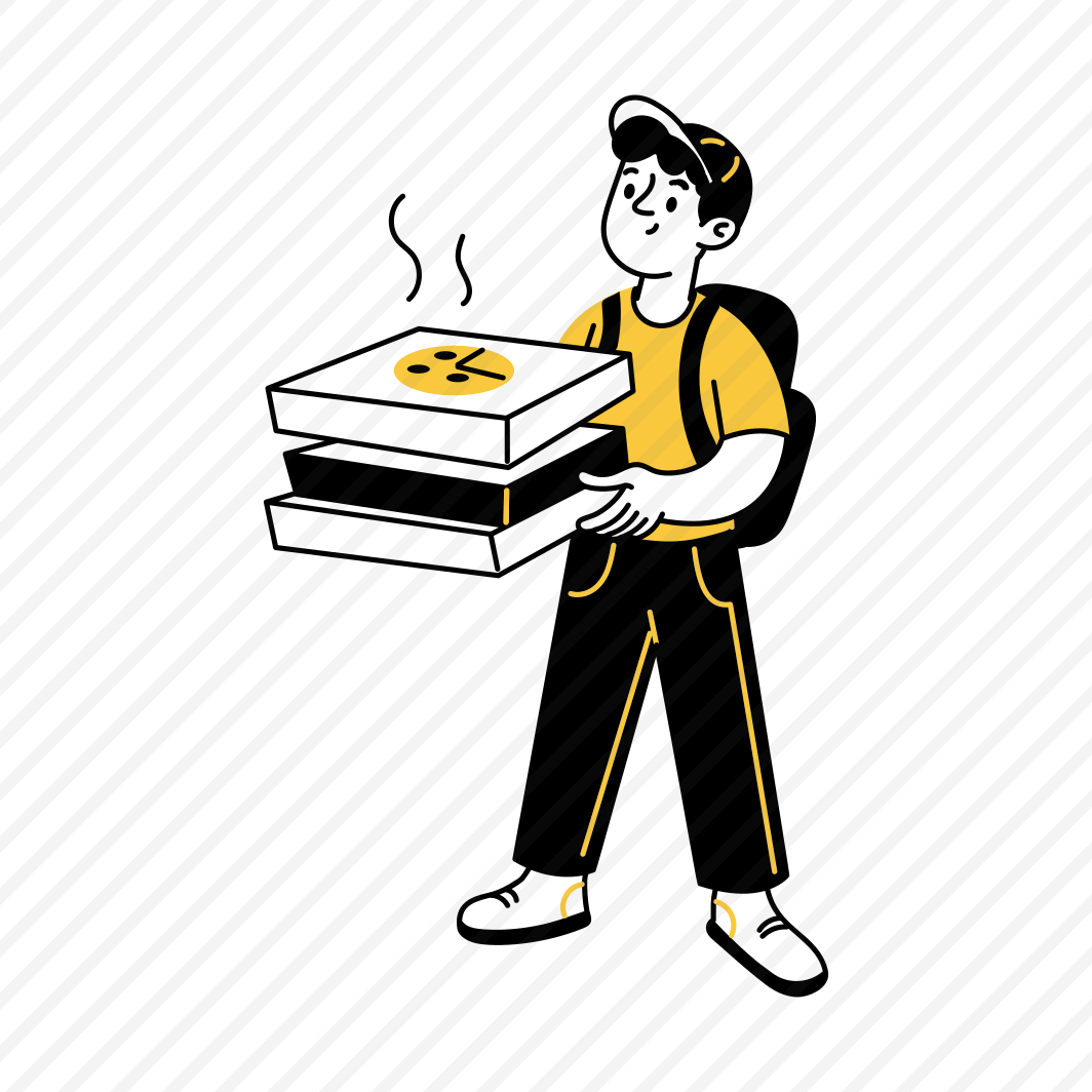Pizza Delivery, Deliveryman, Takeout, Takeaway, Order preview