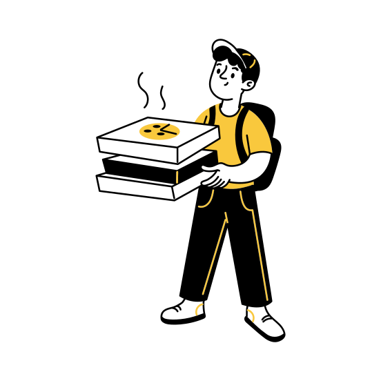Pizza Delivery, Deliveryman, Takeout, Takeaway, Order illustration