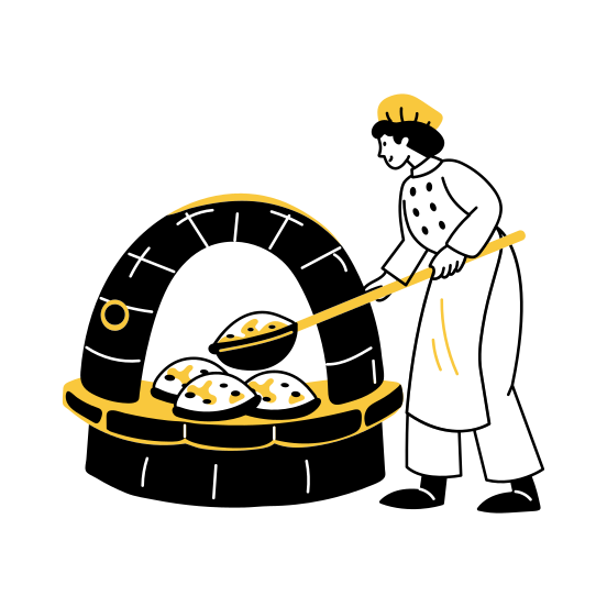 Pizza Oven, Chef, Cook, Pizzeria, Gastronomy illustration