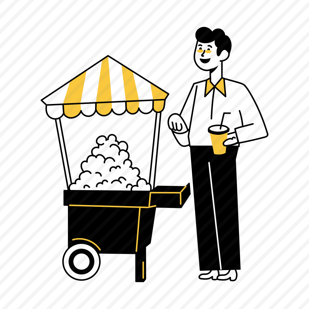 Popcorn Vendor, Stall, Stand, Snack, Popcorn Seller preview