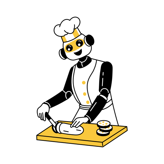 Robot Chef, Chopping, Cutting, Cook, Technology illustration