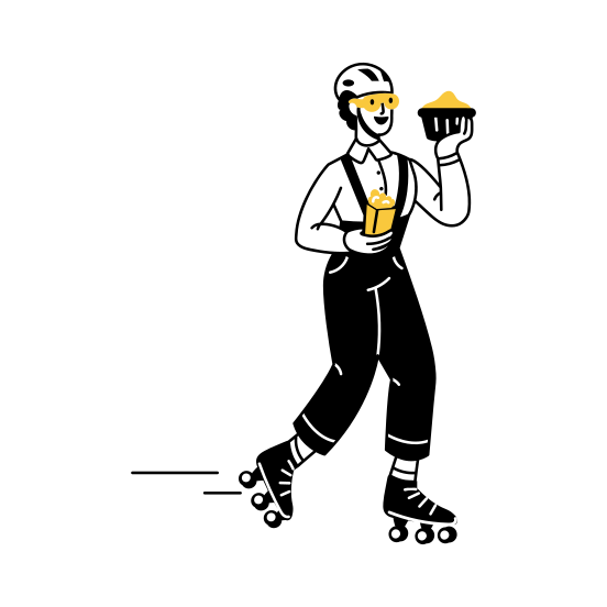Skating Delivery, Deliveryman, Order, Takeout, Food Delivery illustration