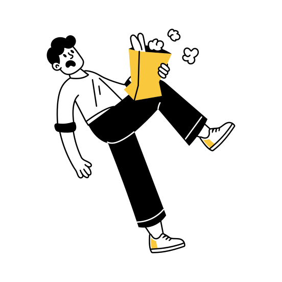 Slipping, Falling, Takeout, Takeaway, Food Delivery illustration