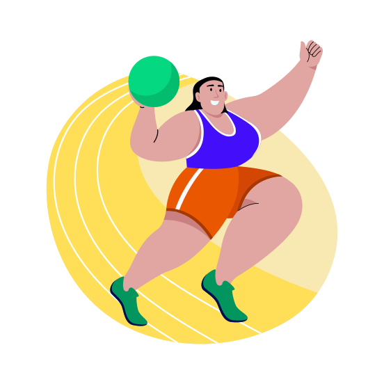 Ball Game, Sportswoman, Female Athlete, Player, Character illustration