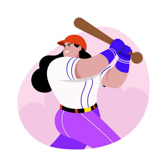 Baseball, Batting, Sportswoman, Athlete, Player, illustration