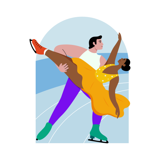 Ice Dancers, Skating, Performing, Acrobatics, Athletes, illustration