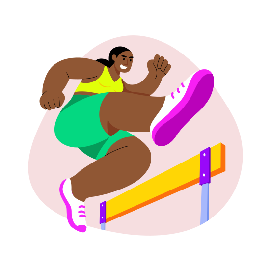 Jumping, Hurdle Race, Sportswoman, Female Athlete, Running, illustration