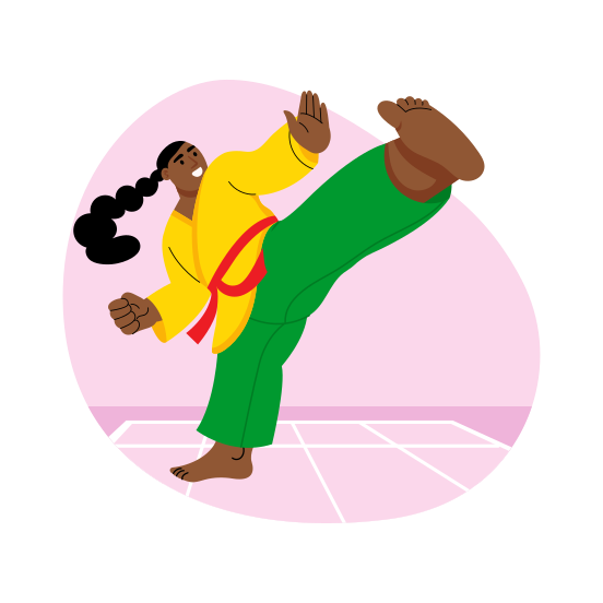 Karate, Martial Art, Fighter, Kicking, Sportsman, illustration
