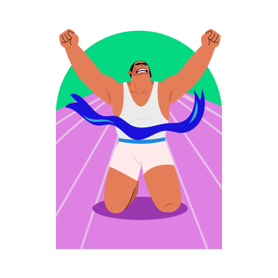 Knee Slide, Excitement, Celebration, Winner, Sportsman, illustration