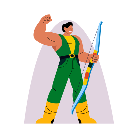 Longbowman, Archery, Sportsman, Sportsperson, Athlete, Player, illustration