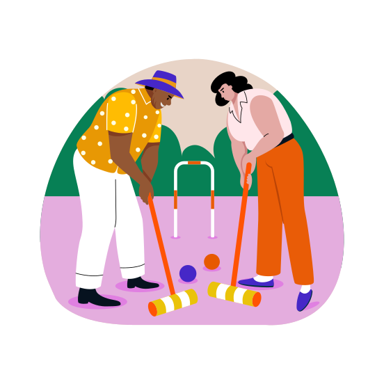 Playing Croquet, Couple, Activity, Player, Partners illustration