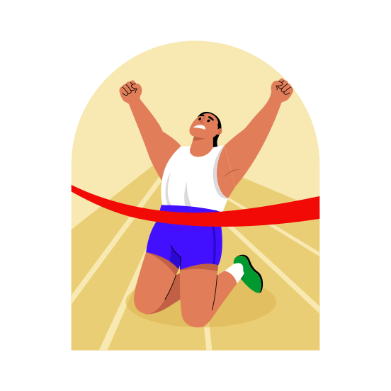 Race Winner, Victory, Happy, Excitement, Sportsman, illustration