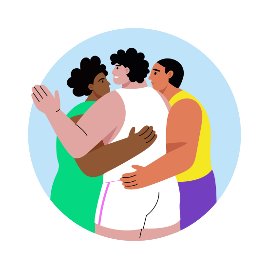 Sports Team, Hugging, Celebrating, Happy, Sportsmen, illustration