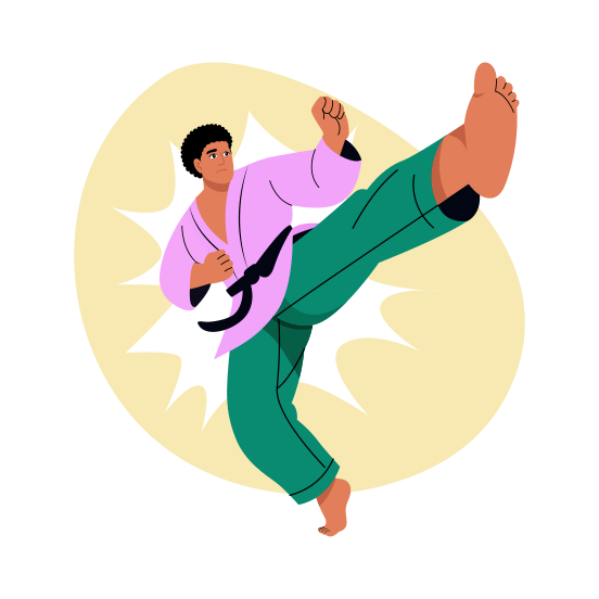 Taekwondo, Martial Art, Karate, Fighter, Sportsman, illustration