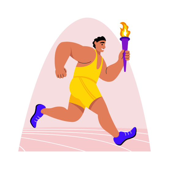 Torch Race, Running, Athlete, Player, Sportsman, illustration