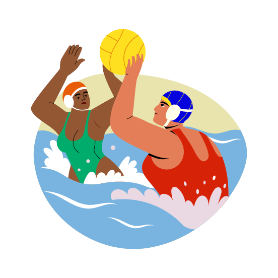 Water Polo, Watersport, Playing, Sportspersons, Athletes, illustration