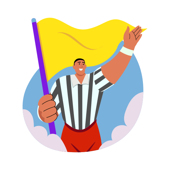 Waving Flag, Referee, Umpire, Arbiter, Sportsperson, illustration