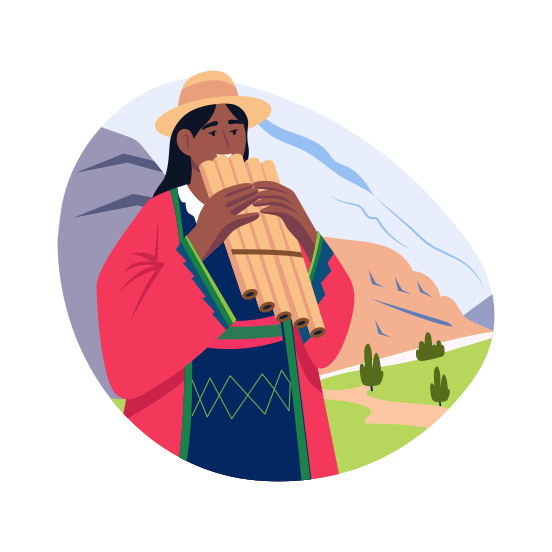 Andean Flute, Quena, Panpipe, Musical Instrument, Folklore illustration