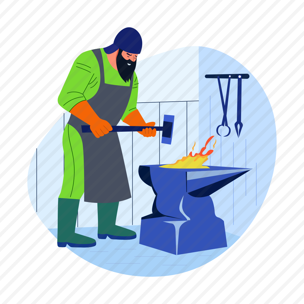 Blacksmith Working, Bladesmith, Farrier, Striking Hammer, Character preview