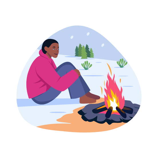 Bonfire Night, Camping, Enjoying, Outing, Firepit, illustration