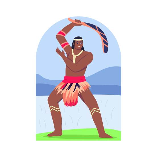 Boomerang Throwing, Tribal, Culture, Tradition, Celebration, illustration