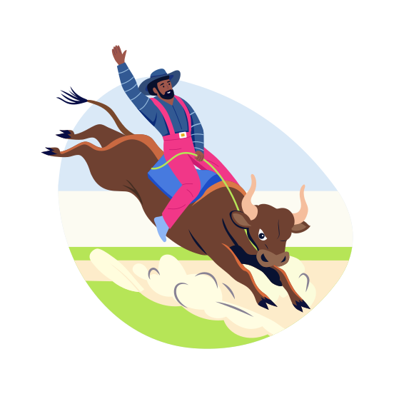 Cowboy Rodeo, Bull Riding, Culture, Tradition, Celebration, illustration