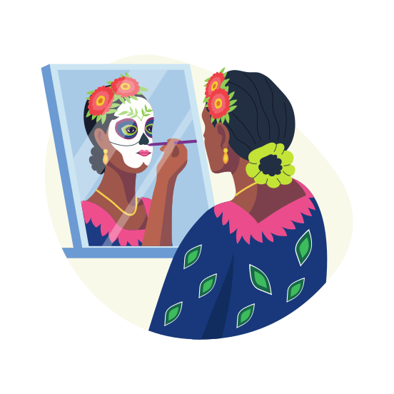 Face Painting, Mexican Culture, Tradition, Celebration, Activity, illustration