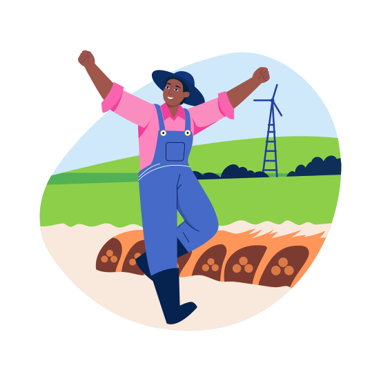 Farmer Dancing, Happy, Gardener, Enjoying, Celebrating, illustration