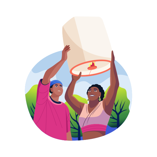 Lantern Releasing, Culture, Festival, Celebration, Enjoying illustration