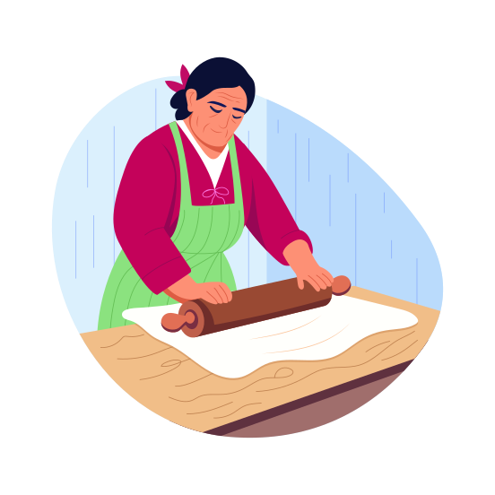 Rolling Dough, Flatten, Baking, Cooking, Activity, illustration
