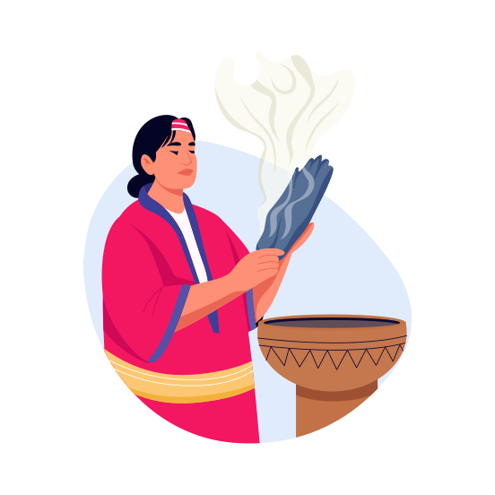 Sage Smoke, Smudging, Incense, Fragrance, Aromatherapy, illustration