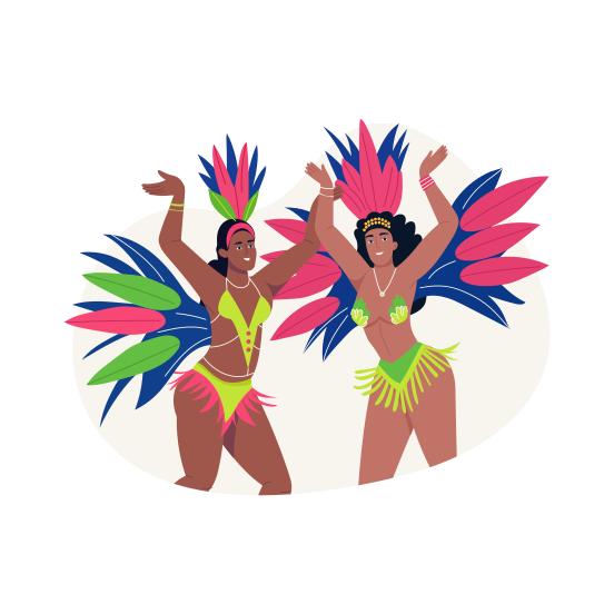 Samba Dancers, Traditional, Culture, Celebration, Performing, illustration