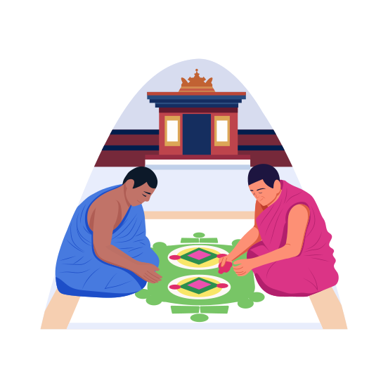 Sand Mandala, Kolam, Festival, Culture, Tradition, illustration