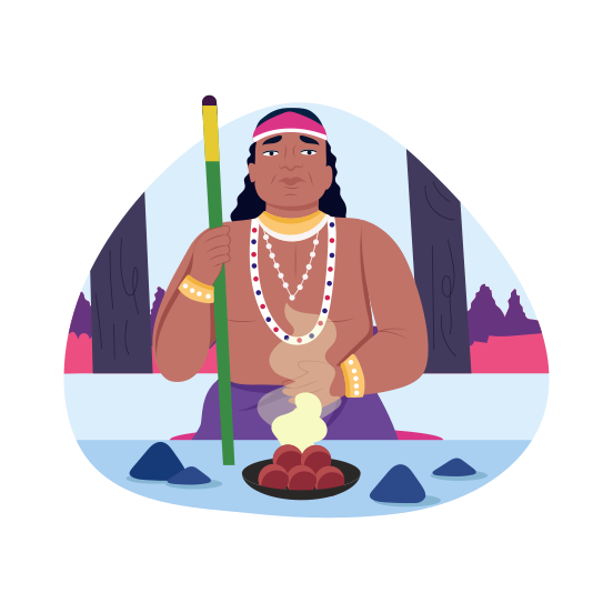Shaman Ritual, Praying, Religious, Culture, Tradition, illustration