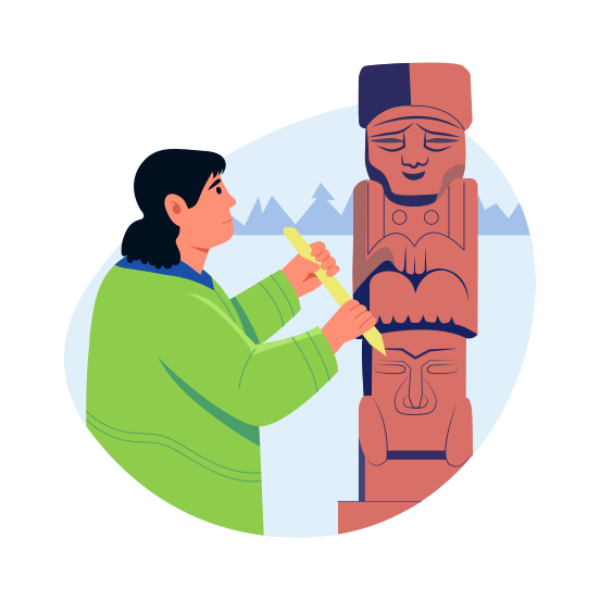 Totem Carving, Engraving, Tribal, Culture, Tradition, illustration