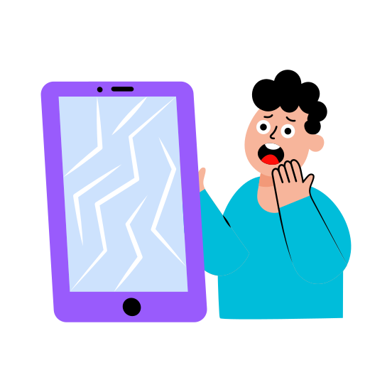 Cracked Mobile, Broken, Malfunction, Damaged, Breakdown, illustration