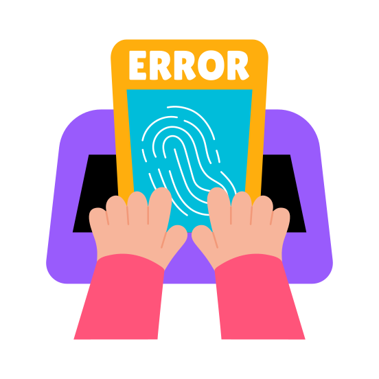 Fingerprint Error, Scanning, Authentication, Biometric, Issue, illustration