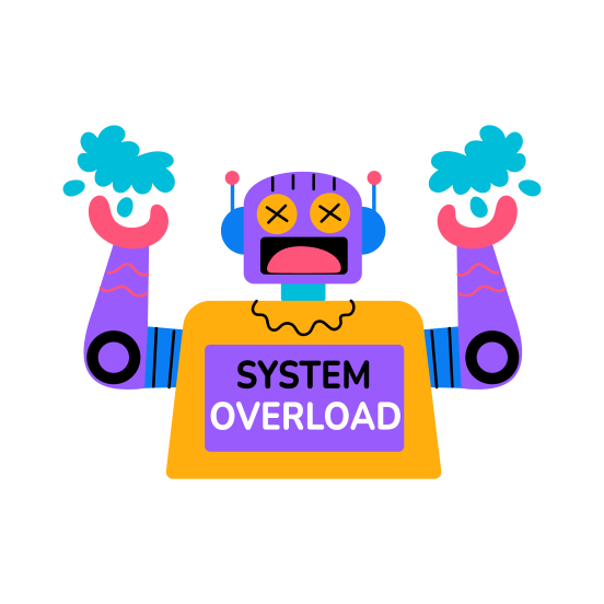 System Overload, Overheat, Failure, Breakdown, Problem, illustration