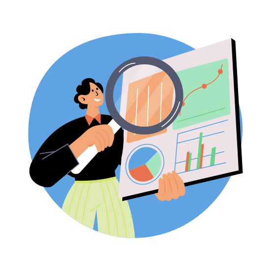 Analyzing Graphs, Insight, Statistician, Infographics, Metrics illustration