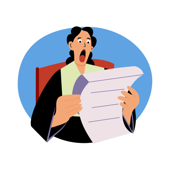 Bill Shock, Stunned, Astounded, Statement, Billing, illustration