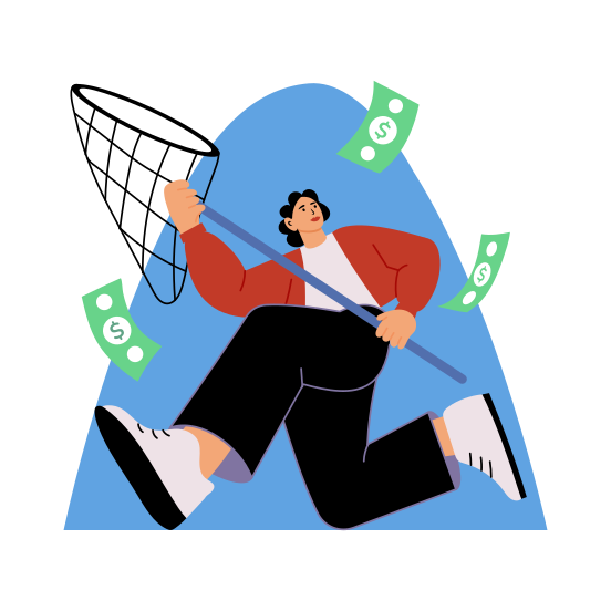 Chasing Money, Hustling, Earning, Grabbing, Making Money, illustration