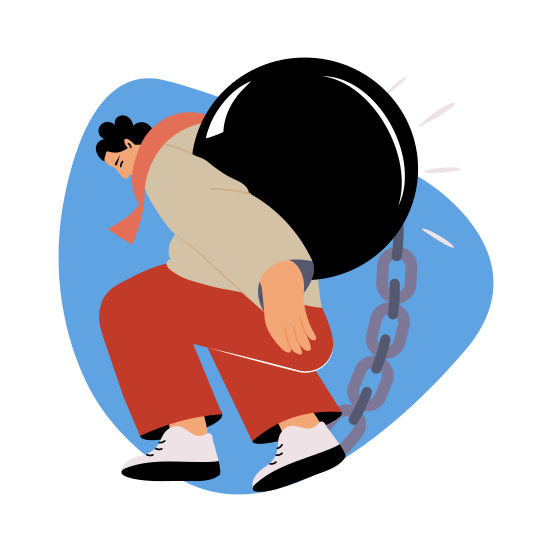 Debt Struggle, Burden, Liability, Loan, Insolvency, illustration