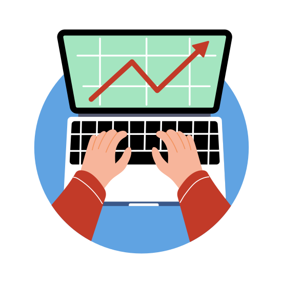 Digital Investment, Profit, Earnings, Progress, Graph illustration