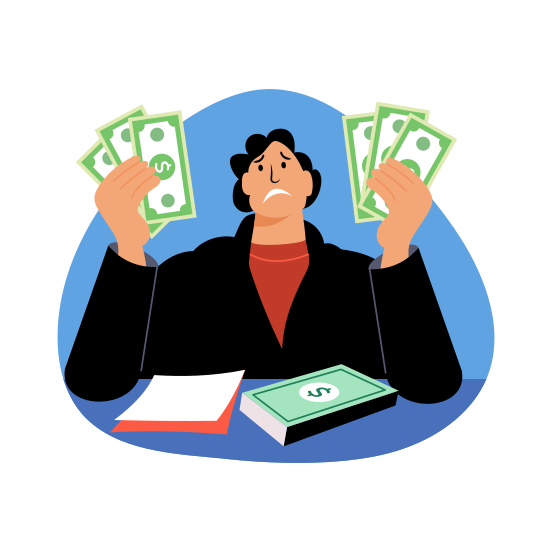 Financial Stress, Worried, Expense, Budget, Investment illustration