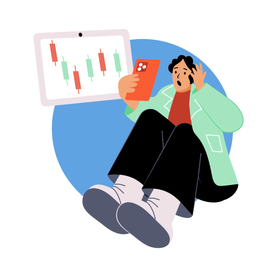 Fomo Investing, Anxiety, Worried, Trading, Stock Market illustration