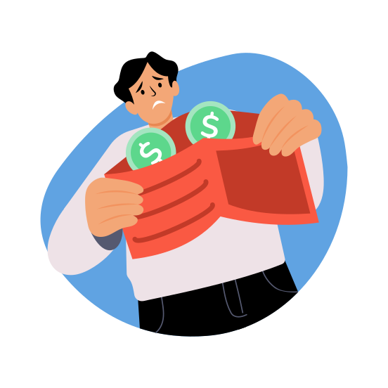 Low Budget, Bankruptcy, Shortfall, Insolvent, Financial illustration