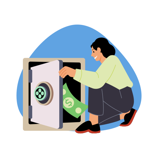 Money Vault, Safe, Secure, Cash, Currency illustration