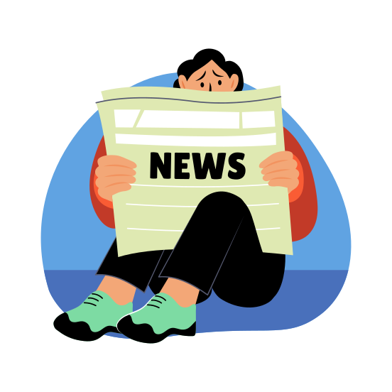 Reading News, Newspaper, Highlights, Finance, Worried illustration