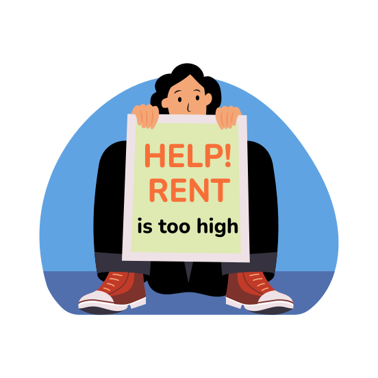 Rent Burden, Poverty, Deprivation, Homeless, Inflation illustration