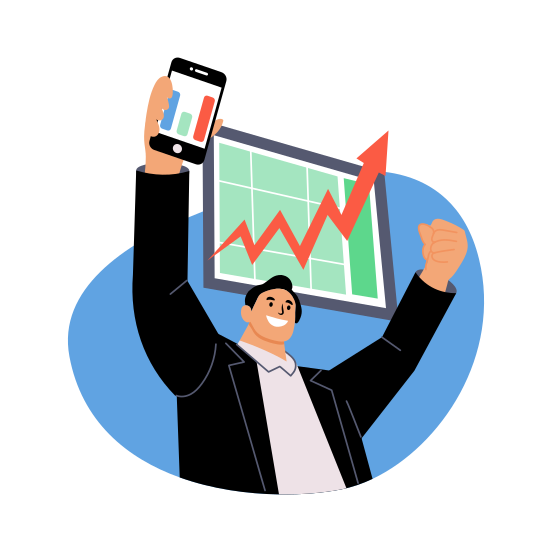 Stock Booming, Growth, Progress, Investment, Business illustration